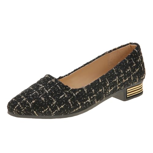 VBEDKDEB Ballerina Schuhe Damen Elegant rutschfeste Ballerinas Arbeitsschuhe Bequeme Schlupfschuhe 2025 Sommer Walkingschuhe Leichte Slip On Wanderschuhe Niedriger Absatz Spitze Zehe Slipper (42) von VBEDKDEB