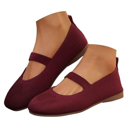 VBEDKDEB Ballerina Schuhe Damen Weiches Slipper Bequeme Atmungsaktive Freizeitschuhe 2025 Sommer Lässige rutschfeste Walkingschuhe Slip On Flach Schuhe Mit Elastisch Riemchen (39) von VBEDKDEB