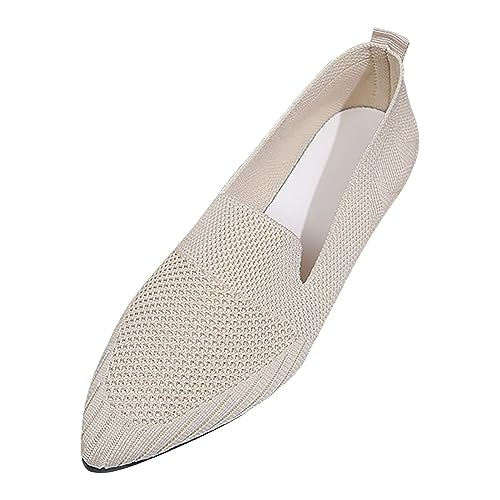 VBEDKDEB Ballerinas Damen Bequem Elegant Stoff Weite Mit Absatz Hausschuhe Hochzeit Fussbett Schwarz Weiss Gold Beige Rose Rosa Weiß Blau Größe Gr. 38 39 40 41 42 43 (T1-White, 38) von VBEDKDEB