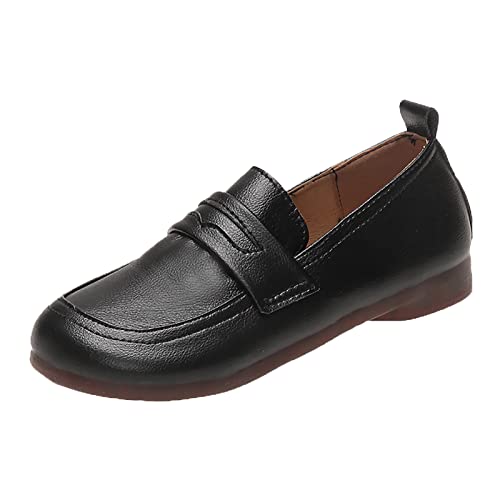 VBEDKDEB Ballerinas Damen Flache Schuhe für Damen Herbst Dicke Sohle Flache Slip On Faule Menschen Runde Zehe Schuhe Damen Mokkasins Schuhe Balerinaschuhe Damen Bequem (Black, 37) von VBEDKDEB