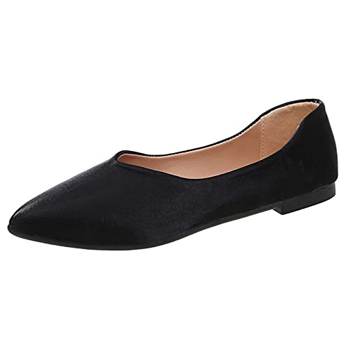 VBEDKDEB Ballerinas Damen schwarz bequem Leder rot Weiss Stoff beige grün balerinaschuhe weiß mit Absatz günstig Ballettschuhe Flache Schuhe für Kleid Herbst schicke Flats Schuhe Pumps (X2-Black, 40) von VBEDKDEB