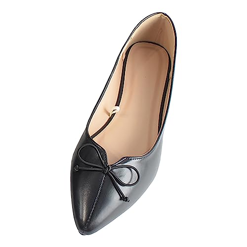 VBEDKDEB Ballerinas Damen schwarz elegant bequem Leder rot Weiss Stoff beige balerinaschuhe weiß mit Absatz günstig Ballettschuhe Flache Schuhe für Kleid schicke Flats Schuhe Pumps (T2-Black, 38) von VBEDKDEB