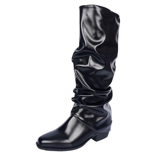 VBEDKDEB Boots Damen Kniehohe Stiefel Überkniestiefel für Damen, Westernstiefel mit dickem Absatz und hohem Schaft, Cowboystiefel für Gummistiefel Festival (38) von VBEDKDEB