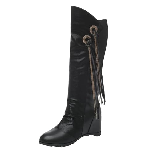VBEDKDEB Boots Damen Mid Calf Stiefel Damenstiefel mit Langen Ärmeln, Stiefel mit niedrigem Absatz, Bedruckte, vielseitige Trachtenschuhe Damen (38) von VBEDKDEB