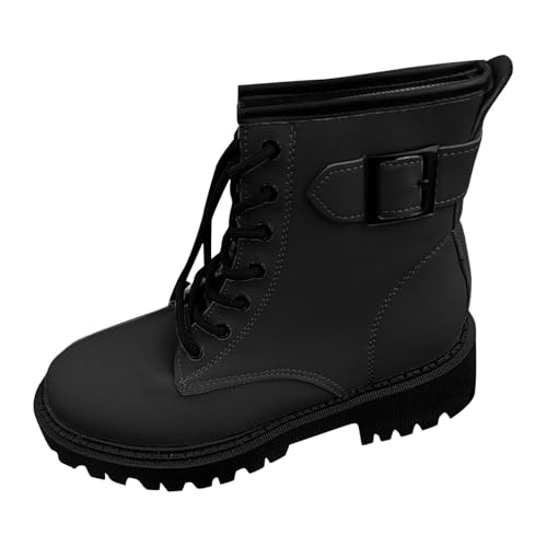 VBEDKDEB Boots Damen Mid Calf Stiefel Runde Zehenpartie, Dicke Sohle, modische und lässige, einfarbige britische Outdoor Stiefel für Damen mit Schnürung und mittlerer Wade Halbhohe Gummistiefel (36) VBEDKDEB Boots Damen Mid Calf Stiefel Runde Zehenpartie, Dicke Sohle, modische und lässige, einfarbige britische Outdoor Stiefel für Damen mit Schnürung und mittlerer Wade Halbhohe Gummistiefel (36) von VBEDKDEB