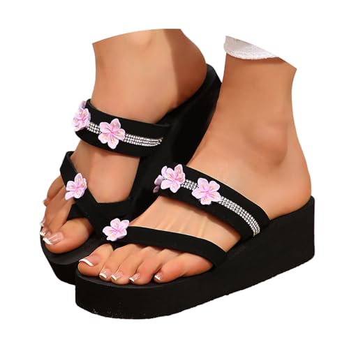 VBEDKDEB Damen Flip-Flops Sommer Plateau Zehentrenner Keilabsatz Flip Flops Bequeme Flipflops Urlaub lässige Strand Sandalen (37.5) von VBEDKDEB