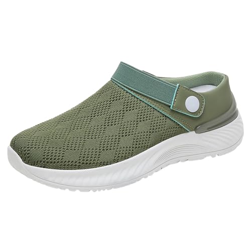 VBEDKDEB Damen Herren Clogs Pantolette Hausschuhe Atmungsaktive Hausschuhe Halbschuhe Für Frauen Lazy Soft Soled Slip On Casual Schuhe Sommer Sommerschuhe Barfussschuhe Pantoffeln (Green, 39) von VBEDKDEB