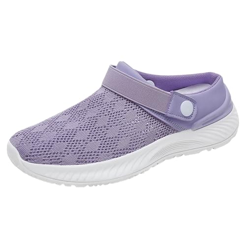 VBEDKDEB Damen Herren Clogs Pantolette Hausschuhe Atmungsaktive Hausschuhe Halbschuhe Für Frauen Lazy Soft Soled Slip On Casual Schuhe Sommer Sommerschuhe Barfussschuhe Pantoffeln (Purple, 36) von VBEDKDEB