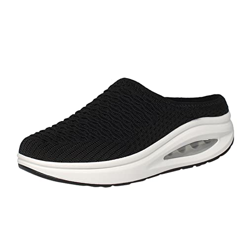 VBEDKDEB Damen Herren Clogs Pantolette Hausschuhe Damenschuhe Einfarbig Schaukelboden Freizeitschuhe Hohl Atmungsaktiv Mode Flachboden Schaukelschuhe Turnschuhe Gartenclogs Walking Barfussschuhe (37) von VBEDKDEB
