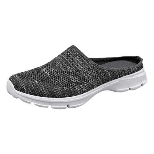 VBEDKDEB Damen Herren Clogs Pantolette Pantoffeln Loafer für Damen, lässige, Bequeme und leichte Slip On Sneakers, Flache Wanderschuhe Gartenclogs Sommer Sommerschuhe Sneaker (Grey, 36) von VBEDKDEB