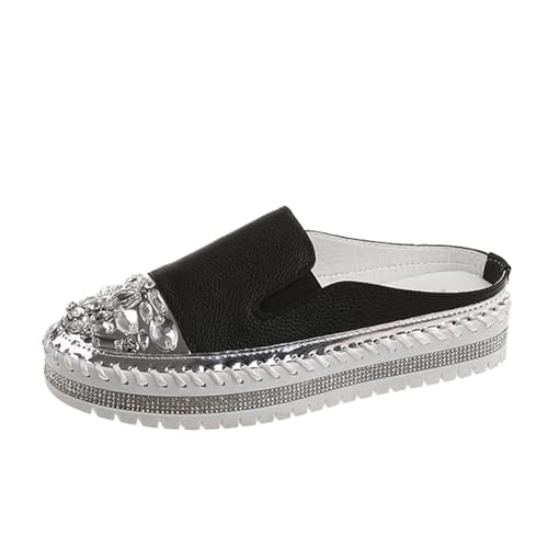 VBEDKDEB Damen Herren Clogs Pantolette Slip on, solides, Strass Dekoration, Dicke Sohle, lässige halbe Hausschuhe Gartenclogs Sommer Sommerschuhe Schlupfschuhe (41) von VBEDKDEB