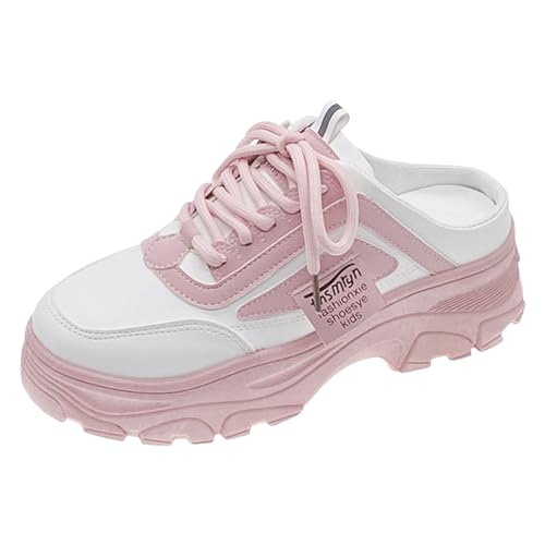 VBEDKDEB Damen Herren Clogs Pantolette Slipper Farbe Block Zehe Halbe Hausschuhe Für Frauen Dicke Sohle Sport Casual Mode Schuhe Weiße Papa Sommer Sommerschuhe Walking Pantoffeln (38) von VBEDKDEB