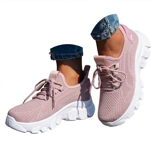 VBEDKDEB Damen Laufschuhe Schuhe Damen Sportschuhe Leicht Mesh Atmungsaktiv Bequem Schnüren Sneaker Turnschuhe Joggingschuhe Wanderschuhe Running Shoes Trainers (37) von VBEDKDEB