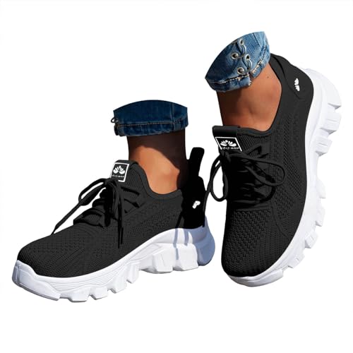 VBEDKDEB Damen Laufschuhe Schuhe Damen Sportschuhe Leicht Mesh Atmungsaktiv Bequem Schnüren Sneaker Turnschuhe Joggingschuhe Wanderschuhe Running Shoes Trainers (37) von VBEDKDEB