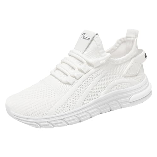 VBEDKDEB Damen Laufschuhe Schuhe Damen Sportschuhe Leicht Mesh Atmungsaktiv Bequem Schnüren Sneaker Turnschuhe Joggingschuhe Wanderschuhe Running Shoes Trainers (X-A-White, 41) von VBEDKDEB