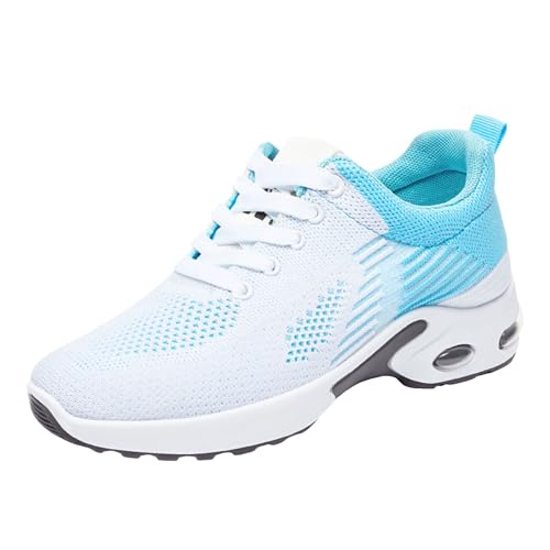 VBEDKDEB Damen Laufschuhe Schuhe Damen Sportschuhe Leicht Mesh Atmungsaktiv Bequem Schnüren Sneaker Turnschuhe Joggingschuhe Wanderschuhe Running Shoes Trainers (X-B-Blue, 37) von VBEDKDEB