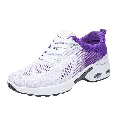 VBEDKDEB Damen Laufschuhe Schuhe Damen Sportschuhe Leicht Mesh Atmungsaktiv Bequem Schnüren Sneaker Turnschuhe Joggingschuhe Wanderschuhe Running Shoes Trainers (X-B-Purple, 37) von VBEDKDEB