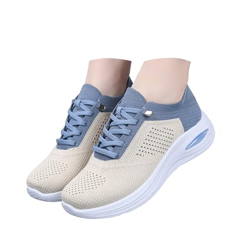 VBEDKDEB Damen Laufschuhe Schuhe Damen Sportschuhe Leicht Mesh Atmungsaktiv Bequem Schnüren Sneaker Turnschuhe Joggingschuhe Wanderschuhe Running Shoes Trainers (X-F-Blue, 38) von VBEDKDEB