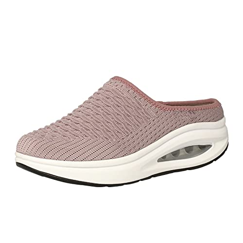 VBEDKDEB Damen Turnschuhe Schuhe Damen Freizeitschuhe Hohl Atmungsaktiv Mode Flachboden Schaukelschuhe Turnschuhe Laufschuhe Damen Schuhe Damen Sneaker (Pink, 38) von VBEDKDEB