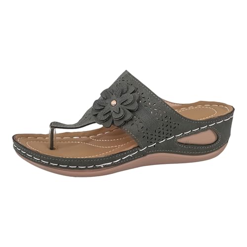 VBEDKDEB Flip Flops Damen Hausschuhe mit weicher dicker Sohle Keilabsatz Zehentrenner modische lässige Strand Zehensandalen Sandalen Frühling Sommer Damenschuhe Zehenstegsandalen (Green, 43) von VBEDKDEB