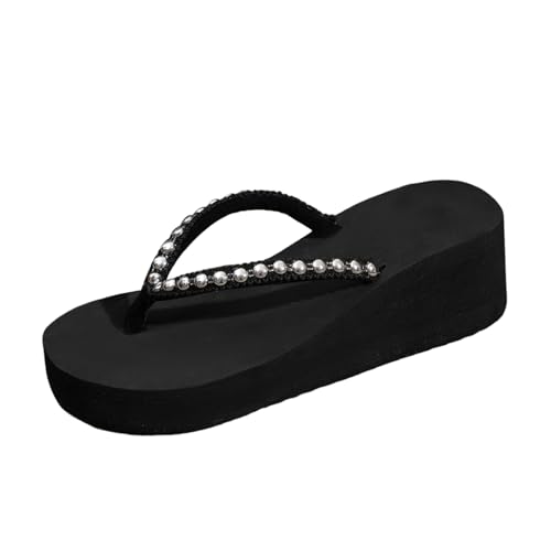 VBEDKDEB Flip Flops Damen Offene Zehenpartie Plateau Modische Flip-Flops Zehentrenner Keilabsatz Strand Tägliche Zehenstegsandalen (White, 40) von VBEDKDEB