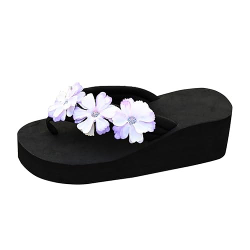 VBEDKDEB Flip Flops Damen Sommer Bohemian Casual Strand Zehentrenner Plateau Dickbesohlte Zehensandalen Keilsandalen Zehenstegsandalen (37.5) von VBEDKDEB