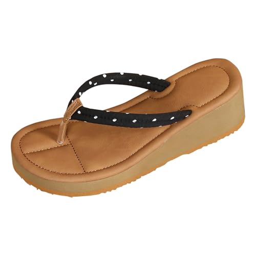 VBEDKDEB Flip Flops für Damen rutschfeste Flip-Flops Strandsandalen, Sommer modische Hausschuhe Bequeme Plateau Zehentrenner Keilabsatz Flipflops (40.5) von VBEDKDEB