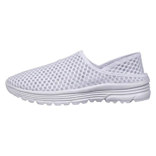 VBEDKDEB Freizeitschuhe Herren Slipper Atmungsaktive, halblässige Sportschuhe für Herren und Damen Mittelalter Schuhe (White, 42) von VBEDKDEB