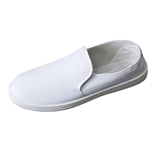 VBEDKDEB Freizeitschuhe Herren Slipper Atmungsaktive EIN Fuß Pedal Faulschuhe für Herren Koreanische Modeschuhe Lässige Segeltuchschuhe OrthopäDische Schuhe (White, 39) von VBEDKDEB