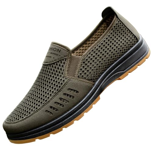 VBEDKDEB Freizeitschuhe Herren Slipper Bequeme Freizeitschuhe aus Mesh mit atmungsaktiven Sportschuhen für Herren wasserdichte Schuhe (Green, 39) von VBEDKDEB