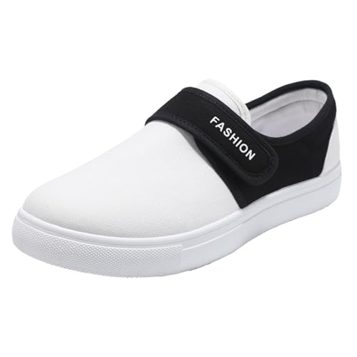 VBEDKDEB Freizeitschuhe Herren Slipper Canvas für Männer Low Top Wanderschuhe Mode Freizeitschuhe Sneakers Herren (White, 45) von VBEDKDEB