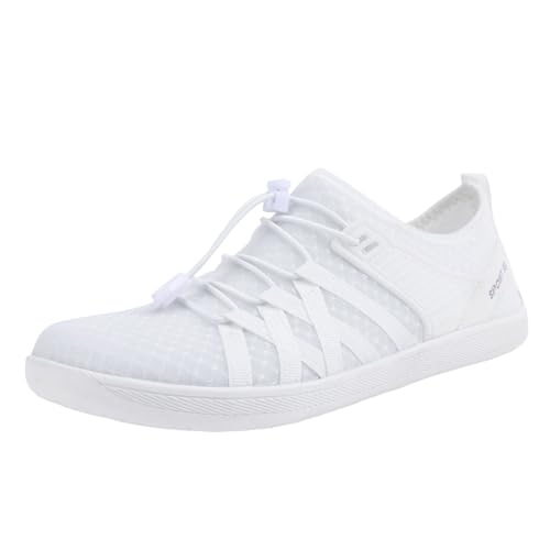 VBEDKDEB Freizeitschuhe Herren Slipper Freizeitschuhe für Damen und Herren, Strandschuhe, sportliche Barfußschuhe, Outdoor Sportschuhe zum Wandern Schuhe Die Größer Machen (White, 44) von VBEDKDEB