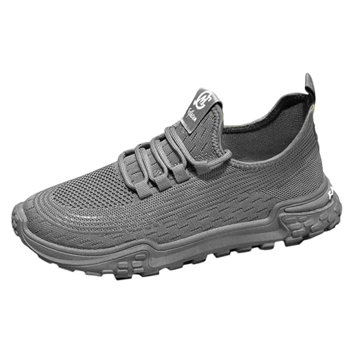 VBEDKDEB Freizeitschuhe Herren Slipper Frühling Fly Weben Mesh Weiche Sohle Sport Schuhe männer Schuhe Atmungsaktive männer Casual Mesh Laufschuhe Herren Turnschuhe (Grey, 42) von VBEDKDEB