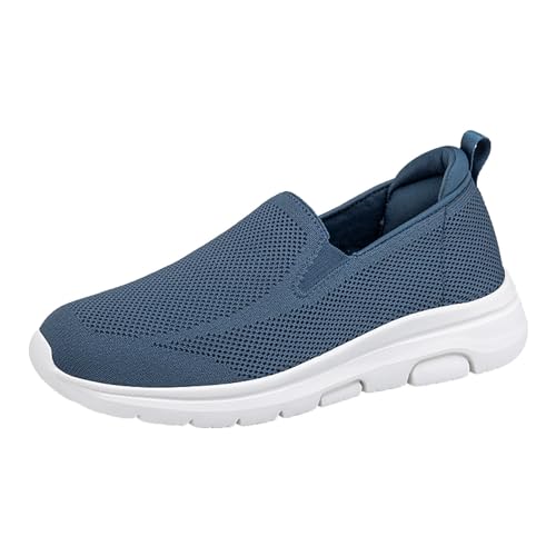 VBEDKDEB Freizeitschuhe Herren Slipper Frühling rutschfeste Mesh Wanderschuhe mit leichten älteren Schuhen, weicher Sohle, lässigen Papa Schuhen Gym Schuhe Herren (Blue, 43) von VBEDKDEB
