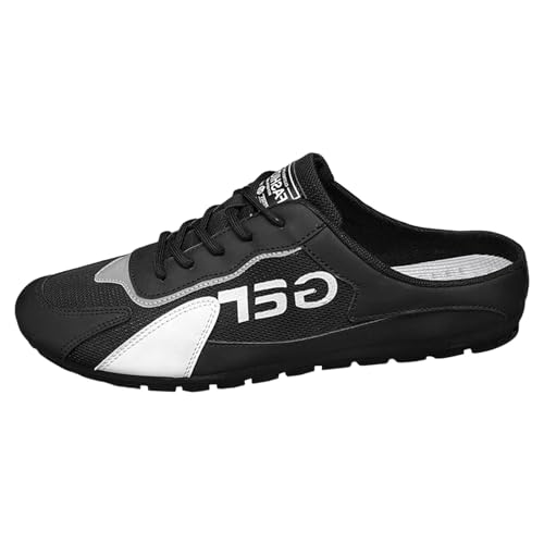VBEDKDEB Freizeitschuhe Herren Slipper Frühlings Herrenschuhe, alle Freizeitschuhe, Faule Slip Ons halbe Hausschuhe Herren Sneaker Schwarz (46) von VBEDKDEB