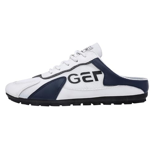 VBEDKDEB Freizeitschuhe Herren Slipper Frühlings Herrenschuhe, alle Freizeitschuhe, Faule Slip Ons halbe Hausschuhe Herren Sneaker Schwarz (White, 46) von VBEDKDEB