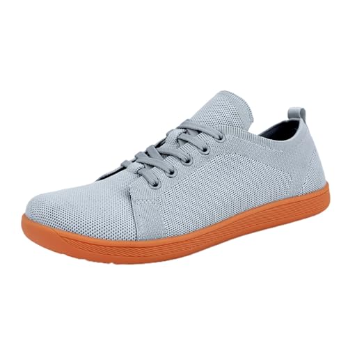 VBEDKDEB Freizeitschuhe Herren Slipper Herren Fly Weave Freizeitschuhe Breite Zehen Barfußschuhe rutschfeste Atmungsaktive Leichte Sport Schuhe Sneaker (Grey, 41) von VBEDKDEB