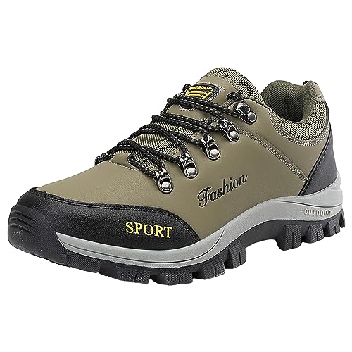 VBEDKDEB Freizeitschuhe Herren Slipper Herren Freizeitschuhe, modisches Muster, einfach regendicht, Dicke Sohle, Bequeme Schnür Sport Wanderschuhe Laufschuhe (Green, 46) von VBEDKDEB