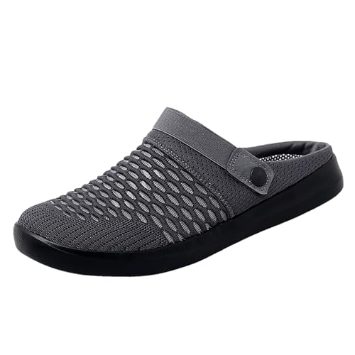 VBEDKDEB Freizeitschuhe Herren Slipper Herren Hohl Mesh Casual Sneakers Sommersandalen Atmungsaktive Schuhe EIN Slip Casual Strandschuhe Sneaker Weiß (Grey, 41) von VBEDKDEB