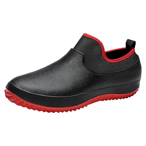 VBEDKDEB Freizeitschuhe Herren Slipper Herren Kochschuhe mit Zehenschutz für die Arbeit, einfarbig, modisch, Freizeitschuhe Sneaker (Red, 38) von VBEDKDEB