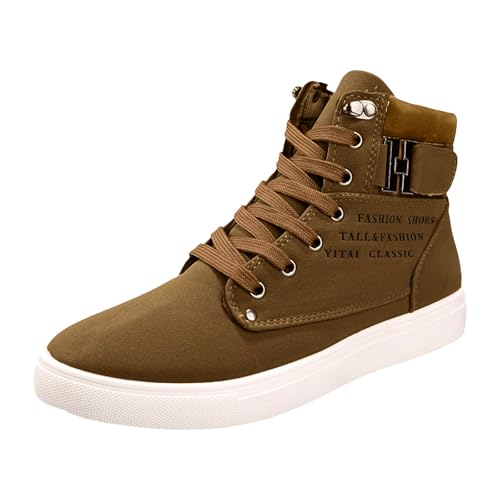 VBEDKDEB Freizeitschuhe Herren Slipper Herren Mid Tube Casual Sneakers Modische Retro Leder Oberbekleidung Freizeitschuhe Sport Schuhe Männer (Brown, 48) von VBEDKDEB