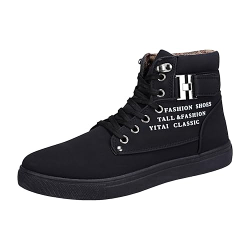 VBEDKDEB Freizeitschuhe Herren Slipper Herren Mid Tube Casual Sneakers Modische Retro Leder Oberbekleidung Freizeitschuhe Sport Schuhe Männer (Dark Blue, 46) von VBEDKDEB