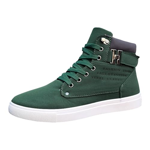 VBEDKDEB Freizeitschuhe Herren Slipper Herren Mid Tube Casual Sneakers Modische Retro Leder Oberbekleidung Freizeitschuhe Sport Schuhe Männer (Green, 42) von VBEDKDEB