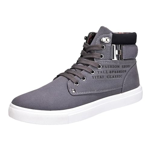 VBEDKDEB Freizeitschuhe Herren Slipper Herren Mid Tube Casual Sneakers Modische Retro Leder Oberbekleidung Freizeitschuhe Sport Schuhe Männer (Grey, 43) von VBEDKDEB