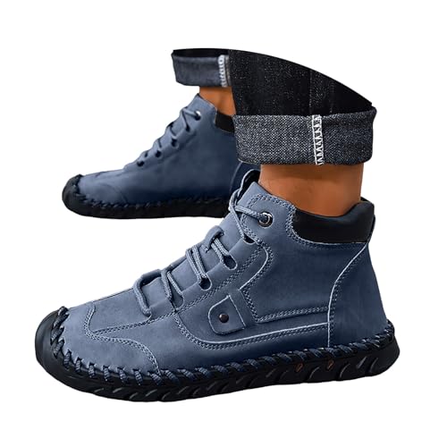 VBEDKDEB Freizeitschuhe Herren Slipper Herren Outdoor Vielseitige Mode Halbhohe Runde Zehen Flache Sohle Freizeitschuhe Weiße Sneaker (Blue, 48) von VBEDKDEB