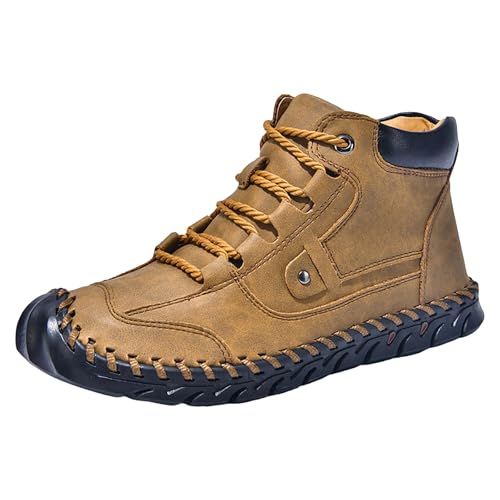 VBEDKDEB Freizeitschuhe Herren Slipper Herren Outdoor Vielseitige Mode Halbhohe Runde Zehen Flache Sohle Freizeitschuhe Weiße Sneaker (Brown, 40) von VBEDKDEB