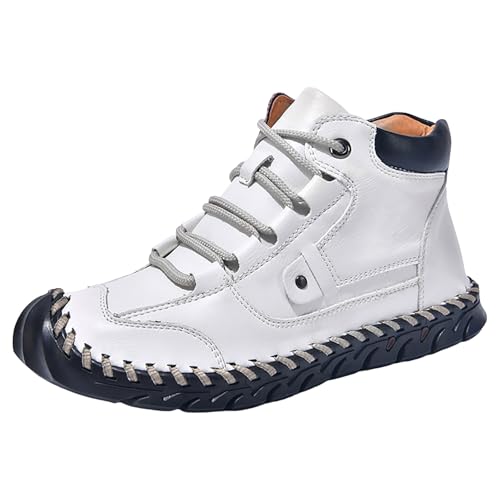 VBEDKDEB Freizeitschuhe Herren Slipper Herren Outdoor Vielseitige Mode Halbhohe Runde Zehen Flache Sohle Freizeitschuhe Weiße Sneaker (White, 39) von VBEDKDEB
