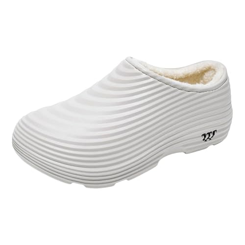 VBEDKDEB Freizeitschuhe Herren Slipper Herren Schlupfschuhe aus Plüsch, warm, Baumwolle, geschlossene Zehenpartie, Arbeits und Freizeitschuhe Walking Schuhe (Grey, 42) von VBEDKDEB