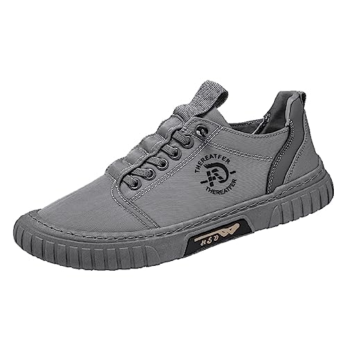 VBEDKDEB Freizeitschuhe Herren Slipper Herren Sneakers Low Top Atmungsaktive Casual Sneakers Walking Canvas Schuhe Sportschuhe (Grey, 46) von VBEDKDEB