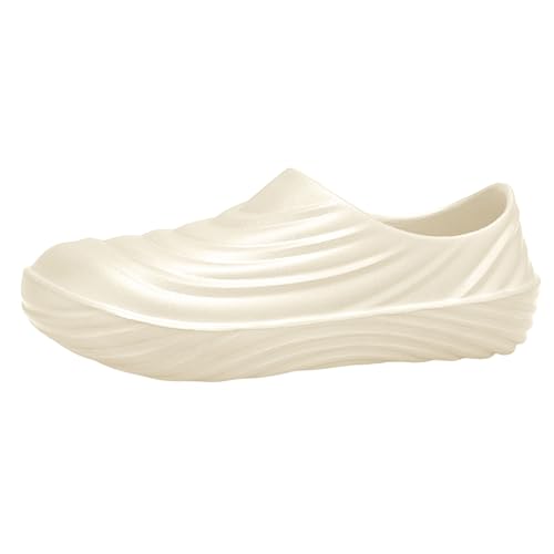 VBEDKDEB Freizeitschuhe Herren Slipper Herren und Arbeitsschuhe mit Verschlusskappe, leicht und strapazierfähig, einfarbig, Freizeitschuhe für den Außenbereich Mittelalter Schuhe (Beige, 40) von VBEDKDEB